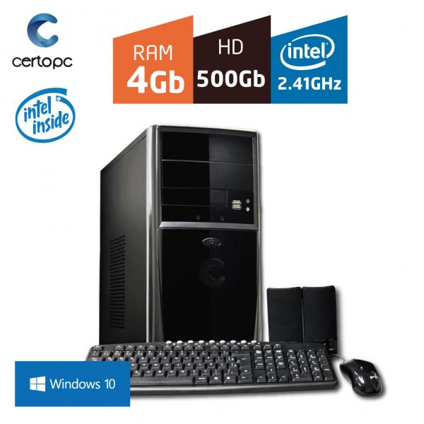 Computador Intel Dual Core 2.41GHz 4GB HD 500GB com Windows 10 PRO Certo PC Fit 097