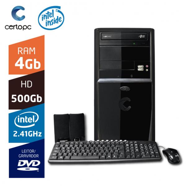 Computador Intel Dual Core 2.41GHz 4GB HD 500GB DVD Certo PC FIT 004