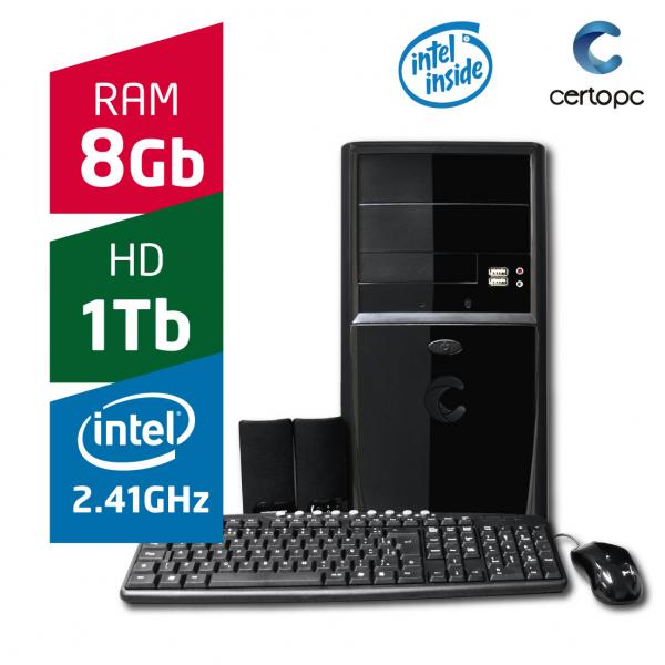 Computador Intel Dual Core 2.41GHz 8GB HD 1TB Certo PC FIT 075