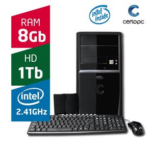 Computador Intel Dual Core 2.41GHz 8GB HD 1TB Certo PC Fit 1075