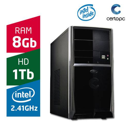 Computador Intel Dual Core 2.41GHz 8GB HD 1TB Certo PC FIT 1073