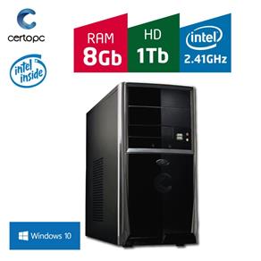 Computador Intel Dual Core 2.41GHz 8GB HD 1TB com Windows 10 PRO Certo PC FIT 1107