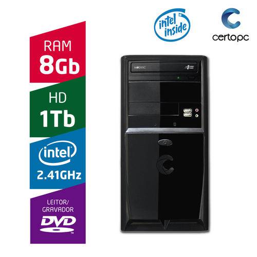 Computador Intel Dual Core 2.41GHz 8GB HD 1TB DVD Certo PC FIT 1074