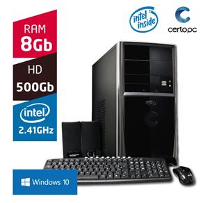 Computador Intel Dual Core 2.41GHz 8GB HD 500GB com Windows 10 Certo PC FIT 1055