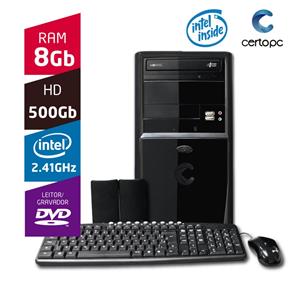 Computador Intel Dual Core 2.41GHz 8GB HD 500GB DVD Certo PC FIT 1052