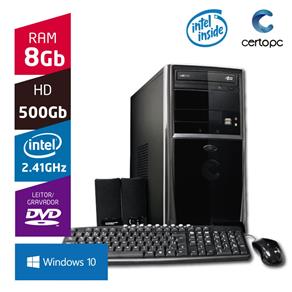 Computador Intel Dual Core 2.41GHz 8GB HD 500GB DVD com Windows 10 Certo PC FIT 1056