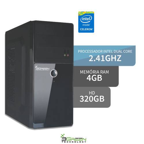 Computador Intel Dual Core 4GB HD 320GB Hdmi 3GREEN Triumph Business Desktop