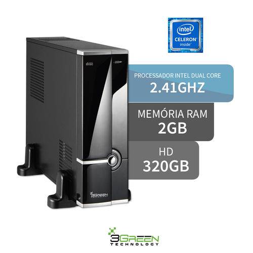 Computador Mini Intel Dual Core 2GB HD 320GB Hdmi 3GREEN Triumph Business Desktop