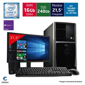 Computador + Monitor 21,5?? Intel Core I7 16GB SSD 240GB Certo PC Desempenho 964