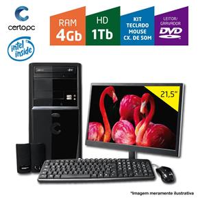 Computador + Monitor 21,5' Intel Dual Core 2.41GHz 4GB HD 1TB DVD Certo PC FIT 1117