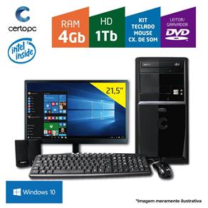 Computador + Monitor 21,5' Intel Dual Core 2.41GHz 4GB HD 1TB DVD Windows 10 SL Certo PC FIT 1119