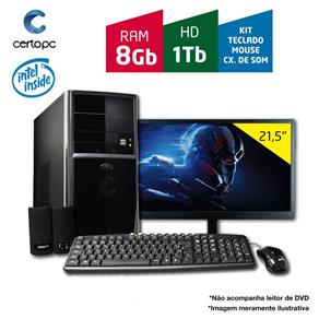 Computador + Monitor 21,5' Intel Dual Core 2.41GHz 8GB HD 1TB Certo PC FIT 1120
