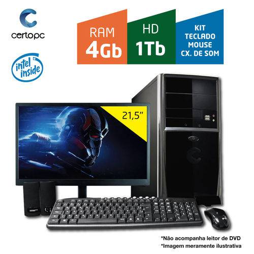 Tudo sobre 'Computador + Monitor 21,5'' Intel Dual Core 2.41GHz 4GB HD 1TB KIT Certo PC FIT 116'