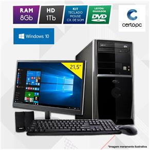 Computador + Monitor 21” Intel Dual Core 2.41GHz 8GB HD 1TB DVD Windows 10 SL Certo PC Fit 1121
