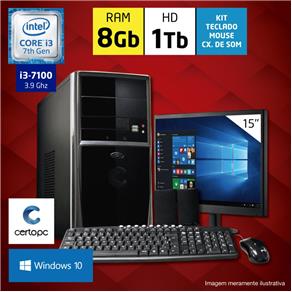 Computador + Monitor 15ª????? Intel Core I3 7ª Geração 8GB HD 1TB com Windows 10 Certo PC SMART 048