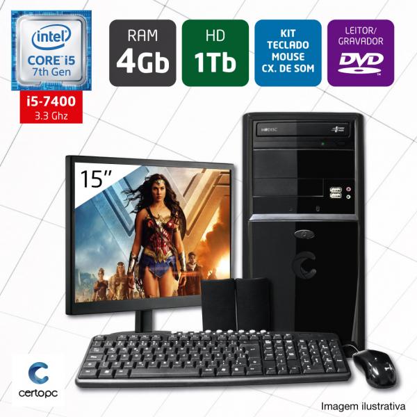 Computador + Monitor 15 Intel Core I5 7ª Geração 4GB HD 1TB DVD Certo PC SELECT 023
