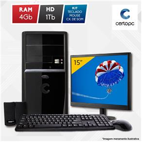 Computador + Monitor 15” Intel Dual Core 2.41GHz 4GB HD 1TB Certo PC Fit 1035