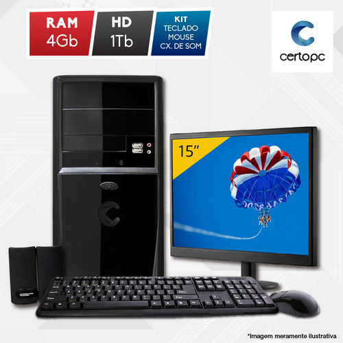 Computador + Monitor 15” Intel Dual Core 2.41GHz 4GB HD 1TB Certo PC Fit 103