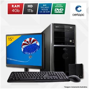 Computador + Monitor 15” Intel Dual Core 2.41GHz 4GB HD 1TB DVD Certo PC Fit 1036