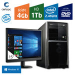 Computador + Monitor 15'' Intel Dual Core 2.41GHz 4GB HD 1TB DVD com Windows 10 Certo PC FIT 038