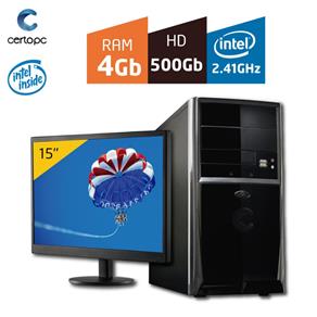 Computador + Monitor 15' Intel Dual Core 2.41GHz 4GB HD500GB Certo PC Fit 1009