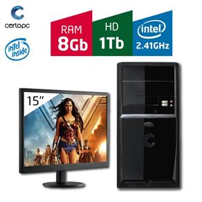 Computador + Monitor 15” Intel Dual Core 2.41GHz 8GB HD 1TB Certo PC Fit 1081