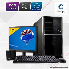 Computador + Monitor 15” Intel Dual Core 2.41GHz 8GB HD 1TB Certo PC Fit 1083