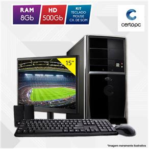 Computador + Monitor 15” Intel Dual Core 2.41GHz 8GB HD 500GB Certo PC Fit 1059