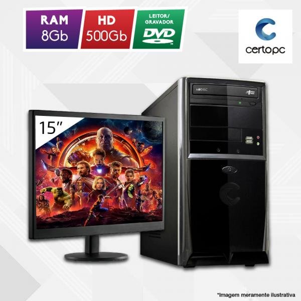 Computador + Monitor 15” Intel Dual Core 2.41GHz 8GB HD 500GB DVD Certo PC Fit 1058