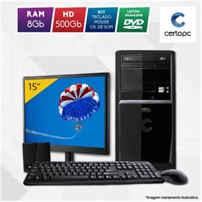 Computador + Monitor 15” Intel Dual Core 2.41GHz 8GB HD 500GB DVD Certo PC Fit 1060