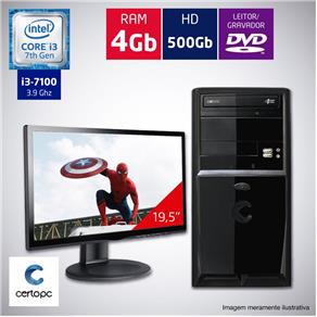 Computador + Monitor 19,5" Intel Core I3 7ª Geração 4GB HD 500GB DVD Certo PC SMART 012