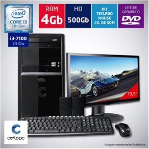 Computador + Monitor 19,5" Intel Core I3 7ª Geração 4GB HD 500GB DVD Certo PC SMART 014