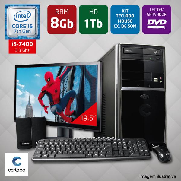 Computador + Monitor 19,5 Intel Core I5 7ª Geração 8GB HD 1TB DVD Certo PC SELECT 039