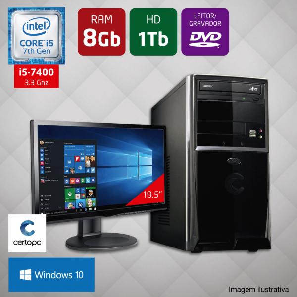 Computador + Monitor 19,5 Intel Core I5 7ª Geração 8GB HD 1TB DVD Windows 10 Certo PC SELECT 040