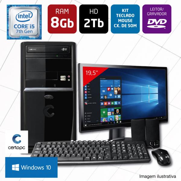 Computador + Monitor 19,5 Intel Core I5 7ª Geração 8GB HD 2TB DVD Windows 10 Certo PC SELECT 008
