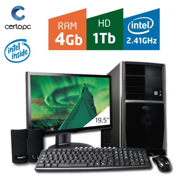 Computador + Monitor 19,5 Intel Dual Core 2.41GHz 4GB HD 1TB Certo PC FIT 043