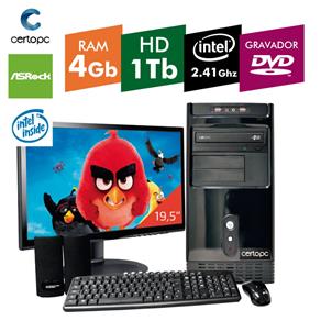 Computador + Monitor 19,5' Intel Dual Core 2.41GHz 4GB HD 1TB DVD Certo PC FIT 1044