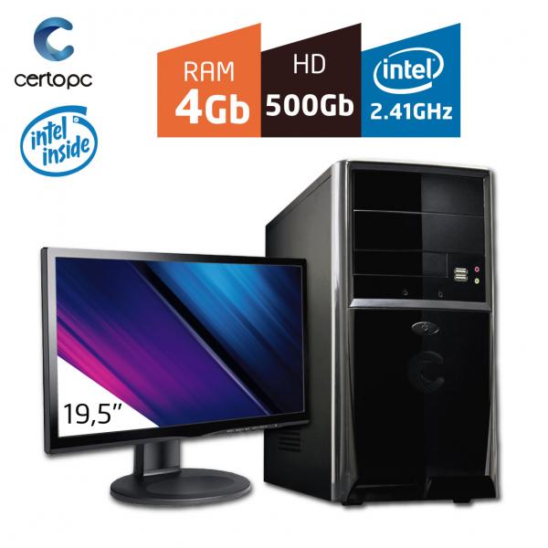 Computador + Monitor 19,5'' Intel Dual Core 2.41GHz 4GB HD 500GB Certo PC Fit 017