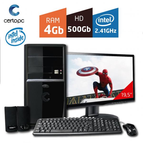 Computador + Monitor 19,5'' Intel Dual Core 2.41GHz 4GB HD 500GB Certo PC FIT 019