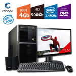 Computador + Monitor 19,5'' Intel Dual Core 2.41GHz 4GB HD 500GB DVD Certo PC FIT 1020