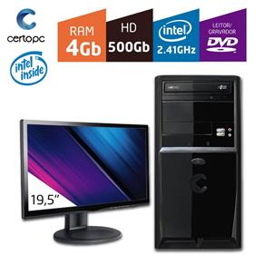 Computador + Monitor 19,5' Intel Dual Core 2.41GHz 4GB HD 500GB DVD Certo PC FIT 1018