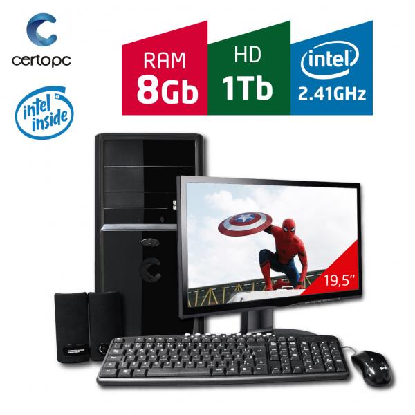 Computador + Monitor 19,5 Intel Dual Core 2.41GHz 8GB HD 1TB Certo PC FIT 091