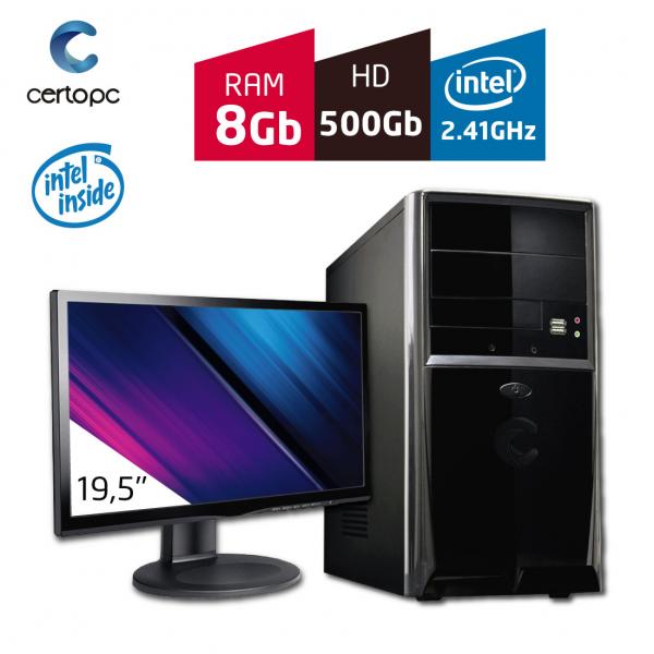 Computador + Monitor 19,5'' Intel Dual Core 2.41GHz 8GB HD 500 GB Certo PC FIT 065