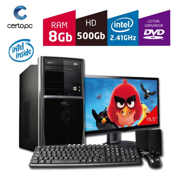 Computador + Monitor 19,5'' Intel Dual Core 2.41GHz 8GB HD 500 GB DVD Certo PC FIT 068