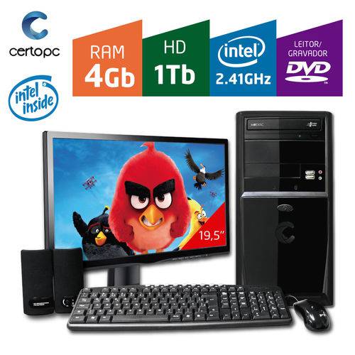 Computador + Monitor 19,5'' Certo PC FIT 1044 Intel Dual Core 2.41GHz 4GB HD 1TB DVD
