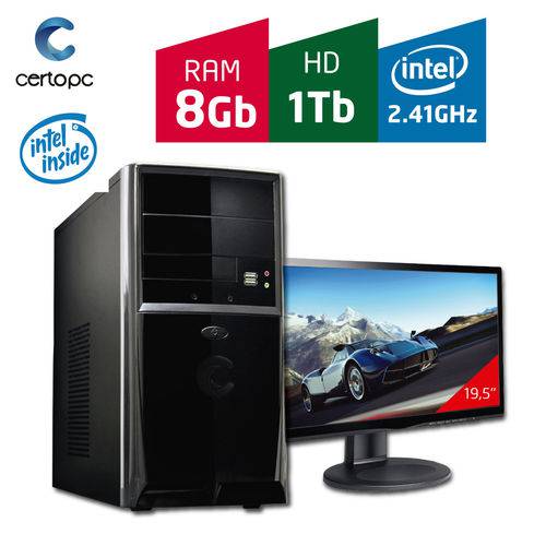 Computador + Monitor 19,5'' Intel Dual Core 2.41GHz 8GB HD 1TB Certo PC Fit 1089