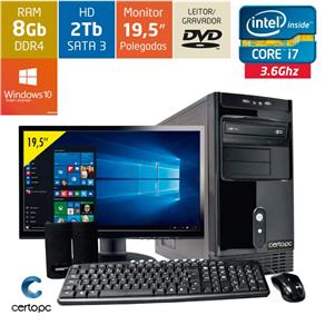 Computador + Monitor 19,5â??â?? Intel Core I7 8GB HD 2TB DVD com Windows 10 SL Certo PC Desempenho 932