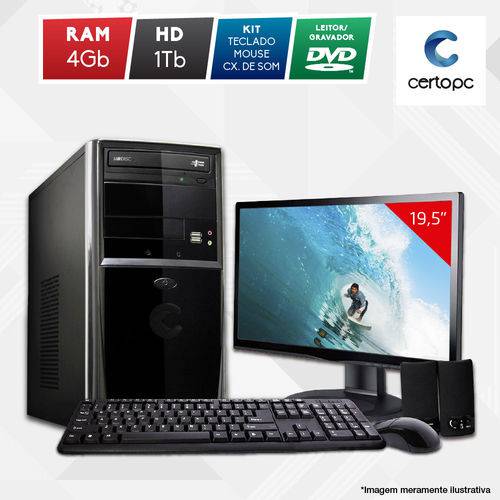 Computador + Monitor 19” Intel Dual Core 2.41GHz 4GB HD 1TB DVD Certo PC Fit 104