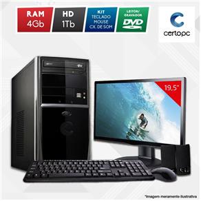 Computador + Monitor 19” Intel Dual Core 2.41GHz 4GB HD 1TB DVD Certo PC Fit 1044