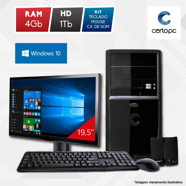 Computador + Monitor 19” Intel Dual Core 2.41GHz 4GB HD 1TB Windows 10 SL Certo PC Fit 1047